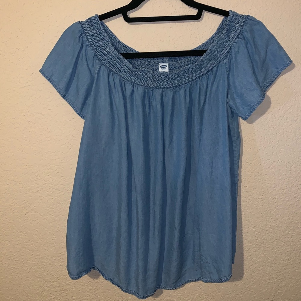 Blue off the shoulder top